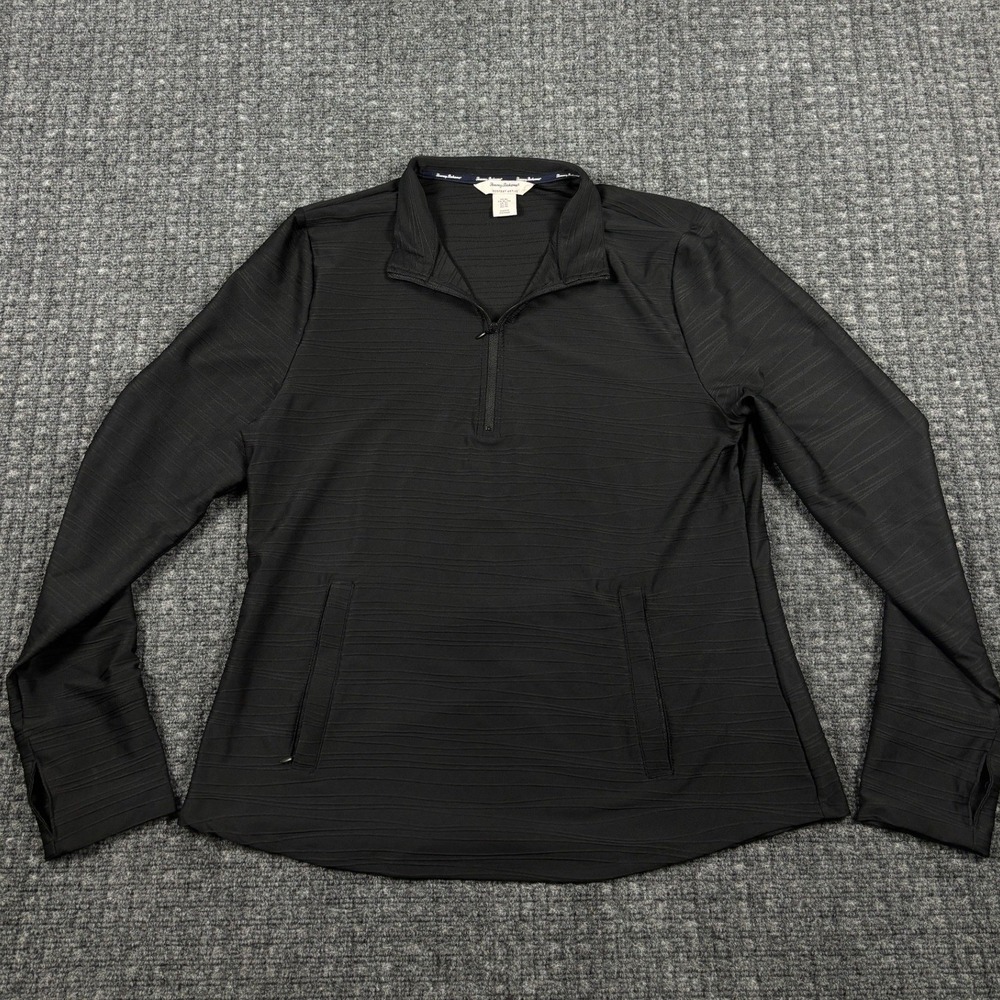 Tommy Bahama Everyday Active Quarter Zip Pullover Textured Black XL Women